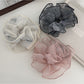 Gifty double layer ruched scrunchie in soft pink fabric with gathered texture