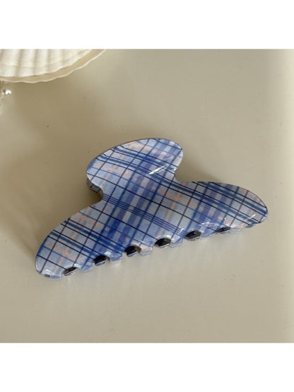 Beau - Blue Plaid Hair Claw Clip