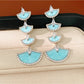 Earedge - Vintage Fan Tassel Synthetic Zircon Inlay Earrings