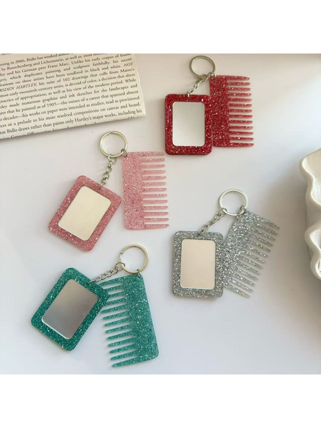 Keypus - Rectangular Glitter Comb Keychain