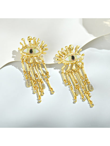 Earedge - Retro Eye Shaped Tassel Earrings