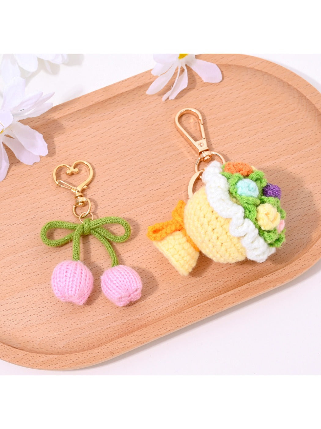 Keypus bouquet shaped keychain with colorful flower design on white background