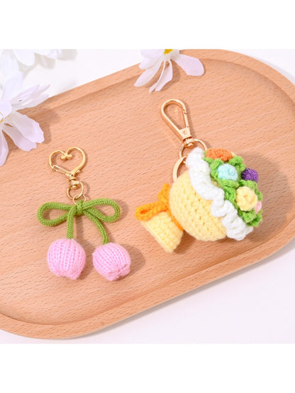 Keypus bouquet shaped keychain with colorful flower design on white background