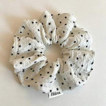 Gifty - Star Print Textured Polyester Fabric Scrunchie