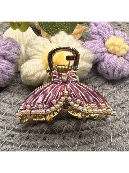 Butterfly hair clip attached to hair, highlighting its decorative and elegant design