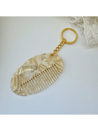 Keypus - Oval Leopard Print Comb Keychain