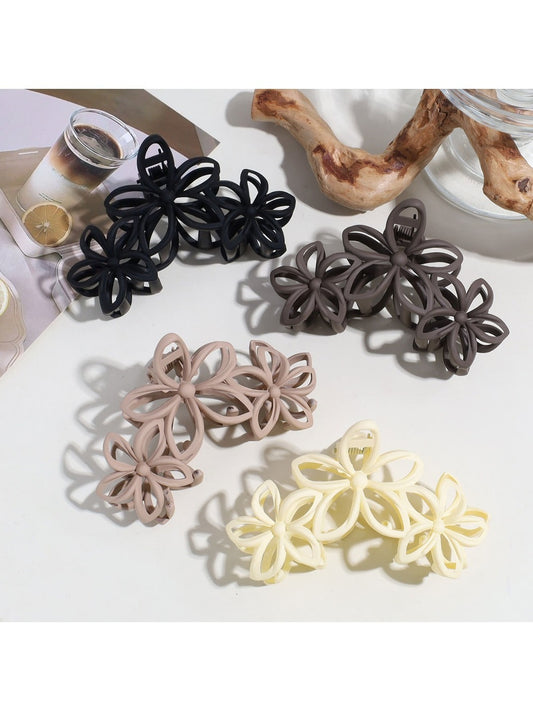 Beau - Plastic Hollow Flower Floral Hair Claw Clip