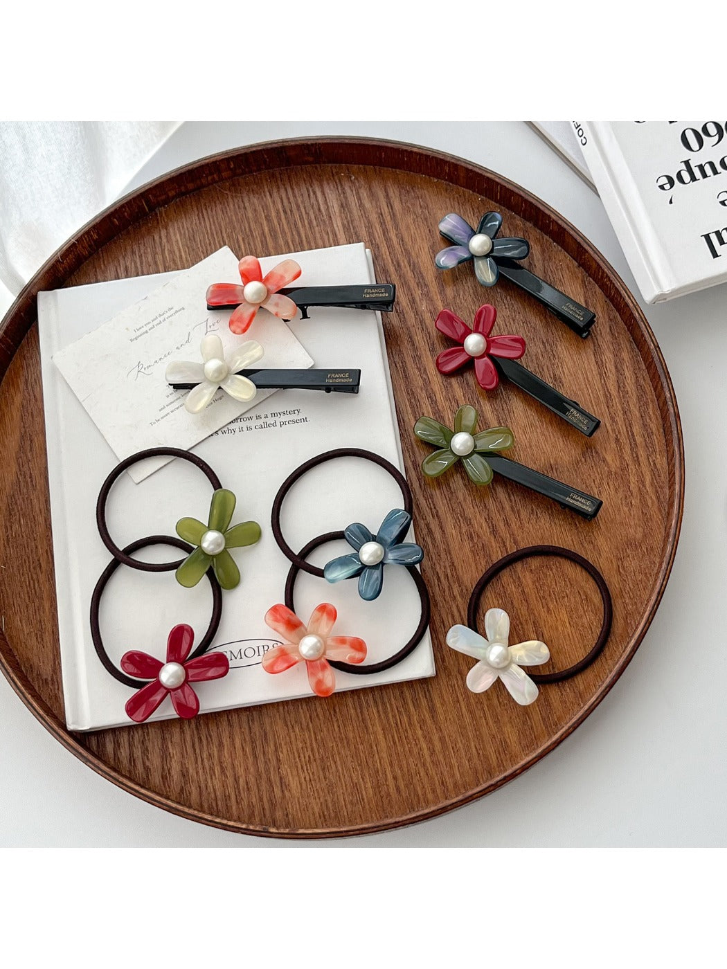 Gifty - Acetate Hair Ties with Flower Design