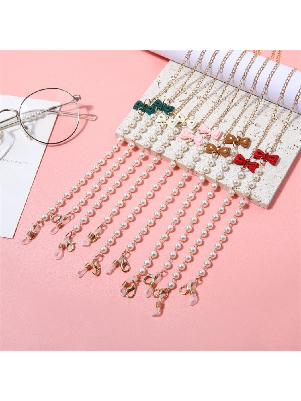 Velra - Bow Accented Beaded Eyeglass Strap