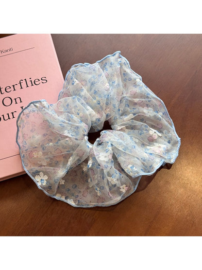 Gifty - Lace Mesh Scrunchie Oversized Floral Hair Tie