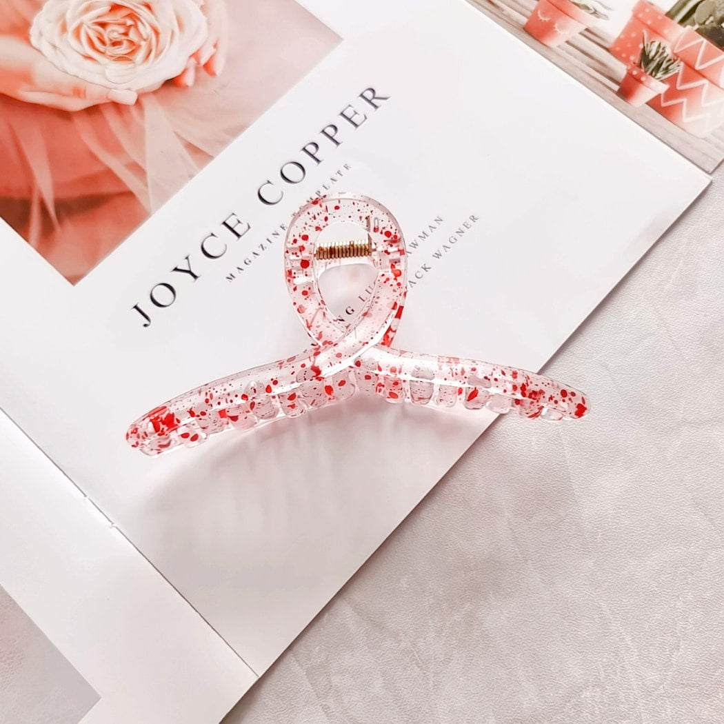 Beau - Polka Dot Plastic Ribbon Shape Claw Clip