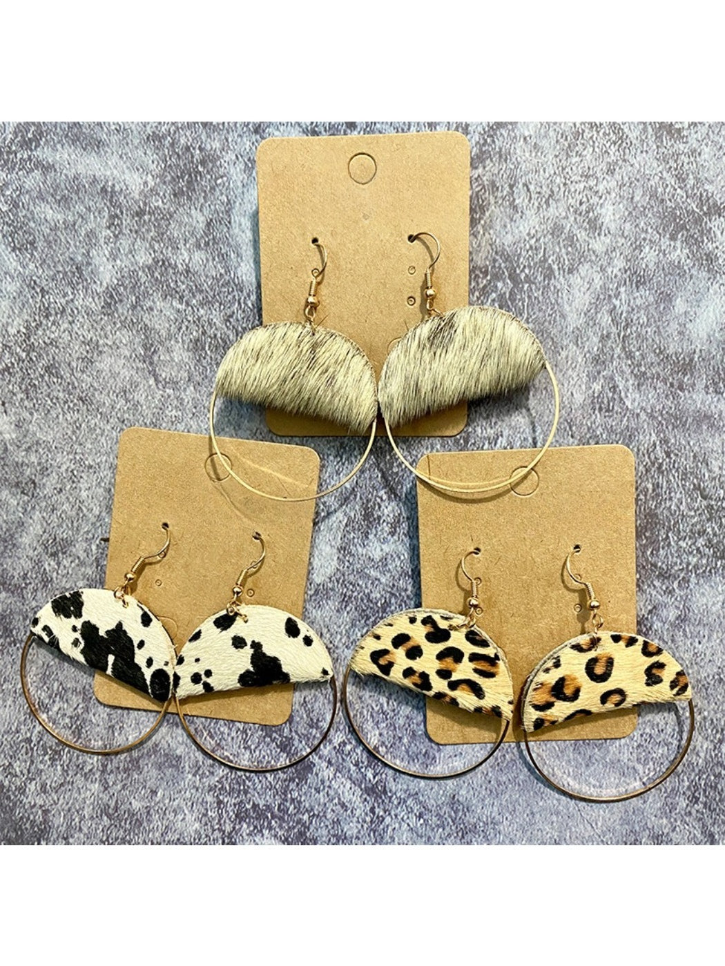 Earedge - Artificial Leather Statement Patchwork Earrings