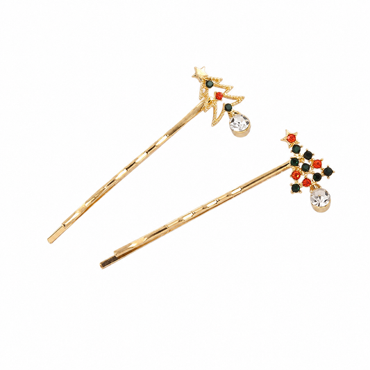 Beau - Christmas Rhinestone Tree Barrette