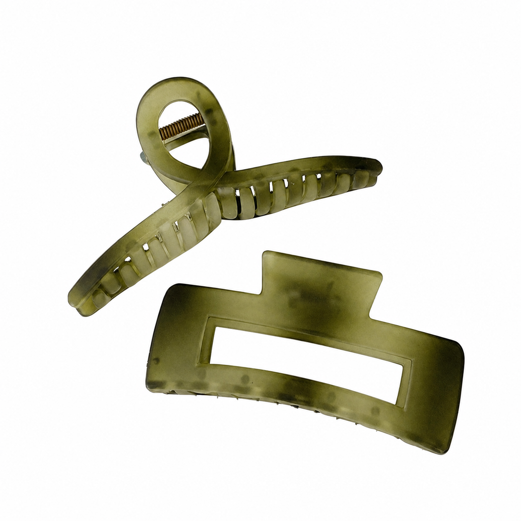 Beau - Olive Matte Geometric Hair Claw Collection