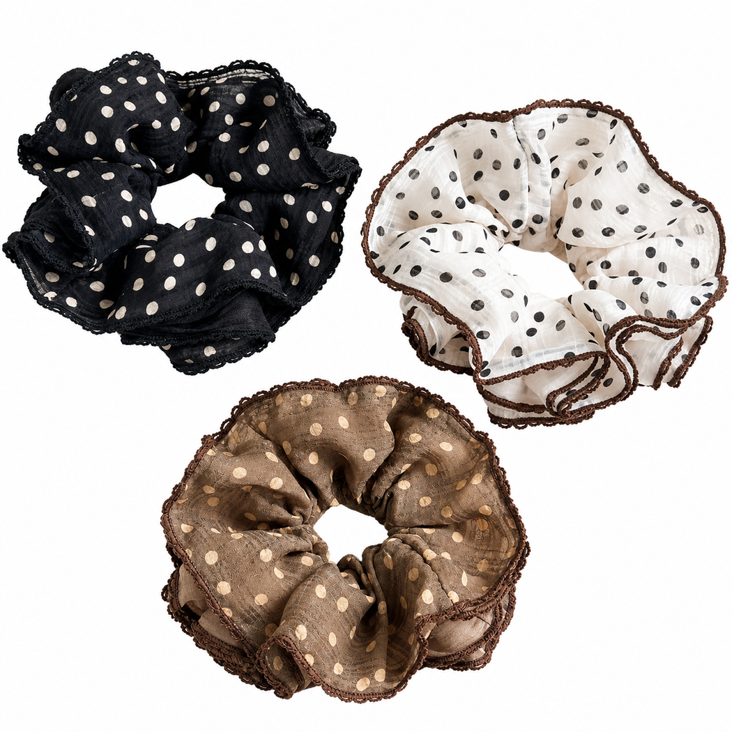 Gifty - Polka Dot Lace Oversized Scrunchie