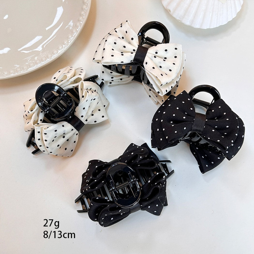 Beau - Polka Dot Bow Plastic Claw Clip