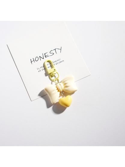 Keypus - Solid Color Heart Bow Keychain