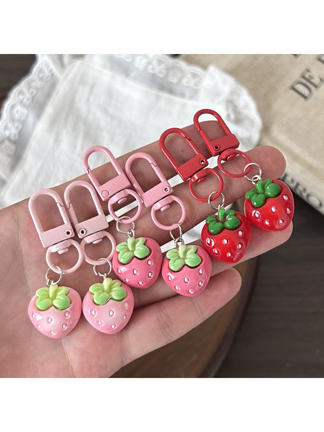 Keypus - Cute Strawberry Fruit Charm Alloy Keychain