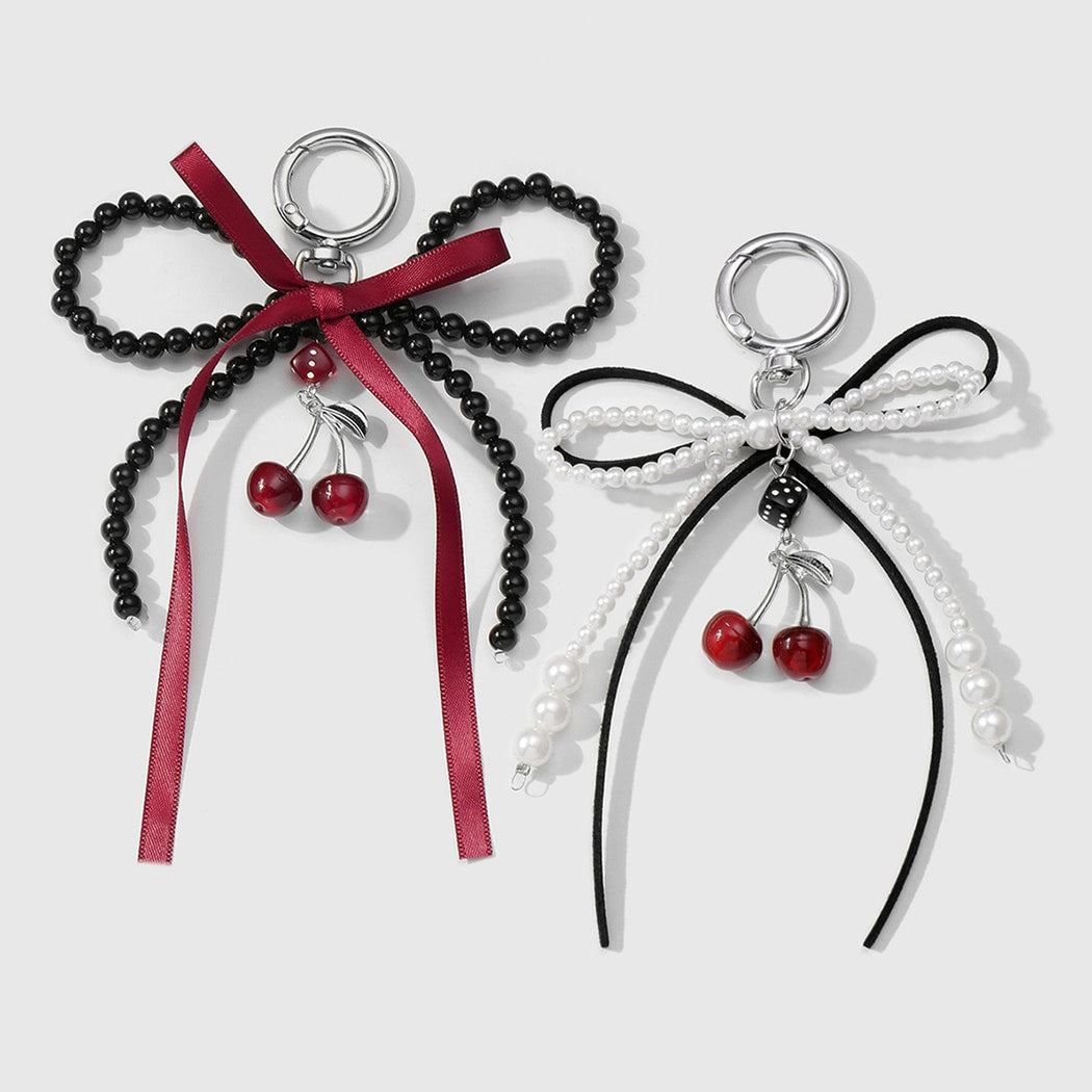 Keypus - Sweet Cherry Bow Beaded Keychain