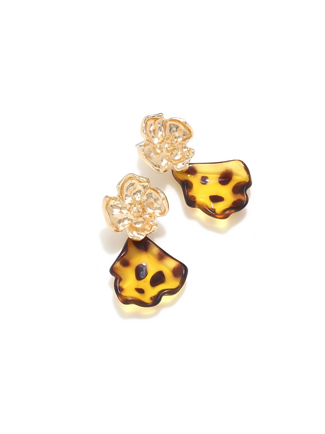 Earedge - Leopard Leaf Dangle Alloy Earrings
