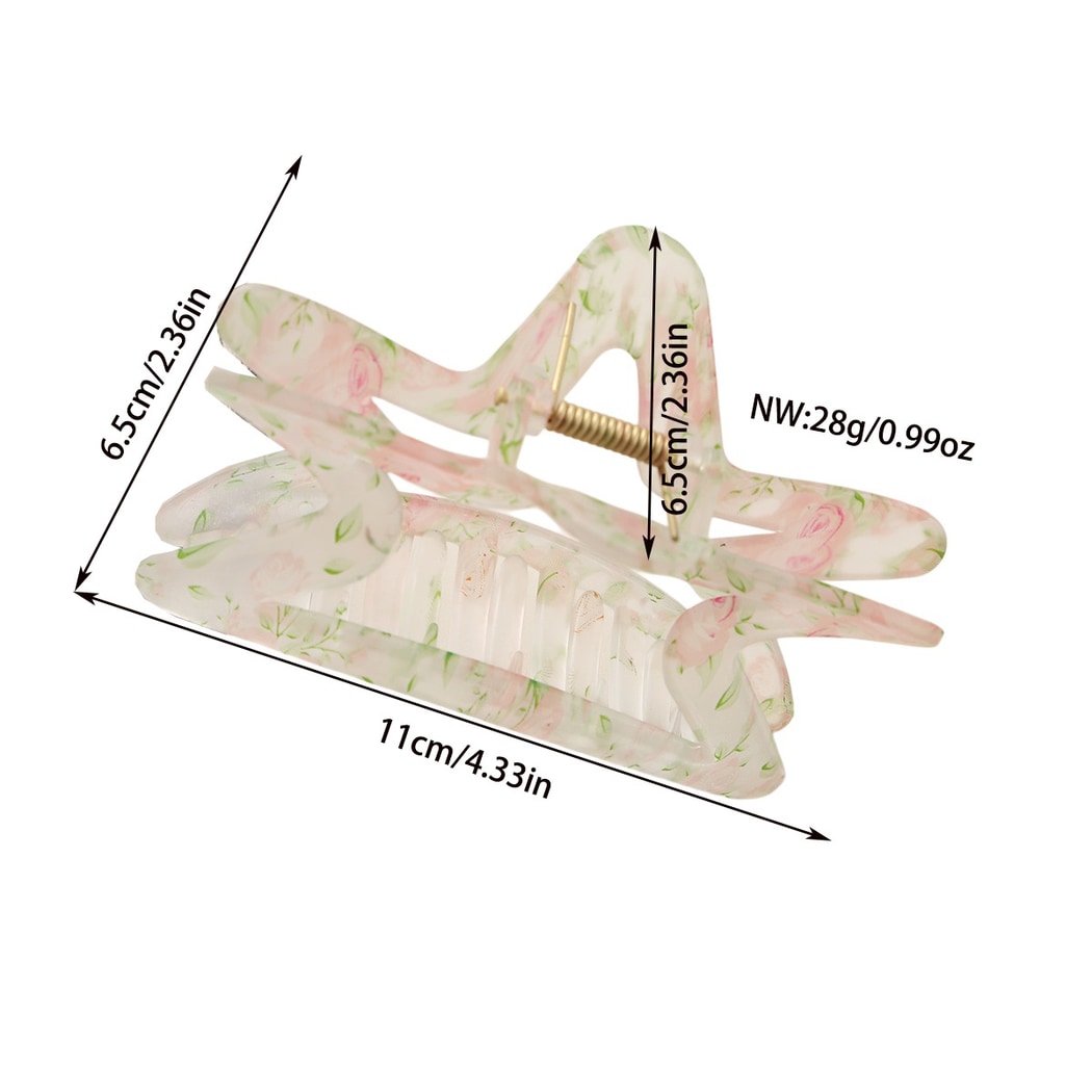 Beau - Floral Pattern PS and Alloy Hair Claw Clip