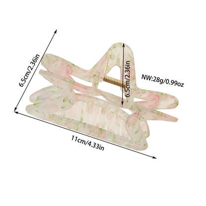 Beau - Floral Pattern PS and Alloy Hair Claw Clip