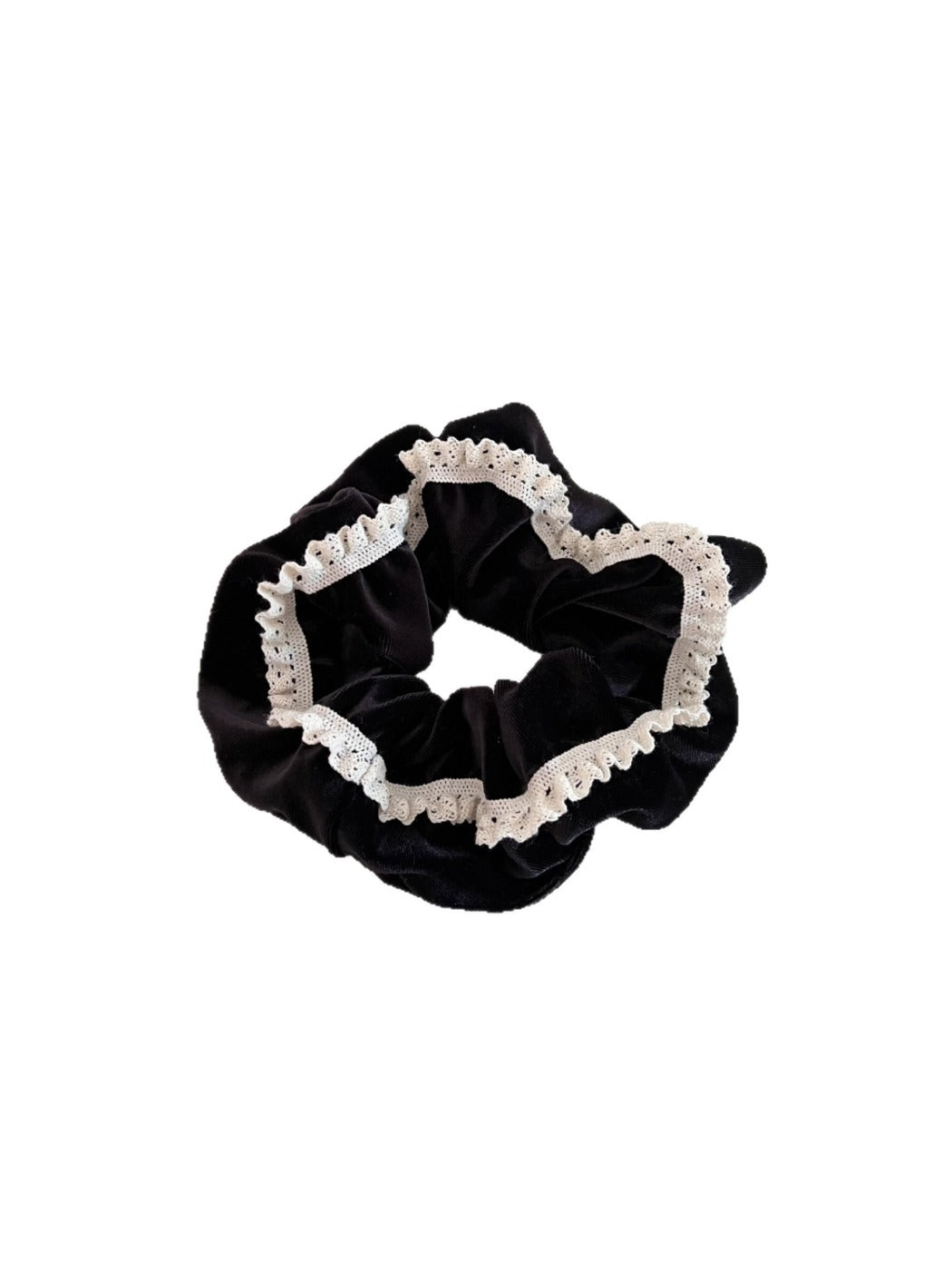 Gifty - Elegant Lace Trim Velvet Scrunchie
