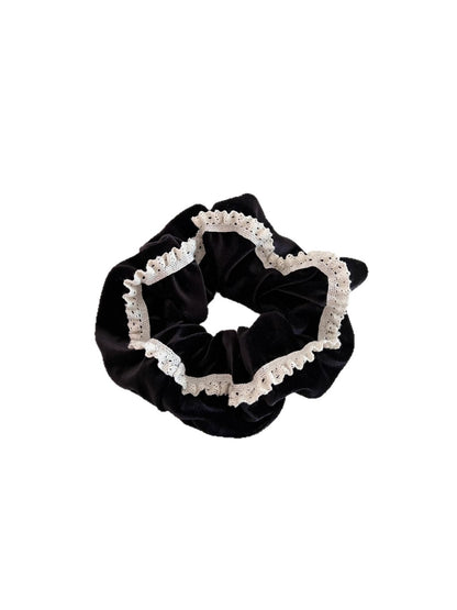 Gifty - Elegant Lace Trim Velvet Scrunchie