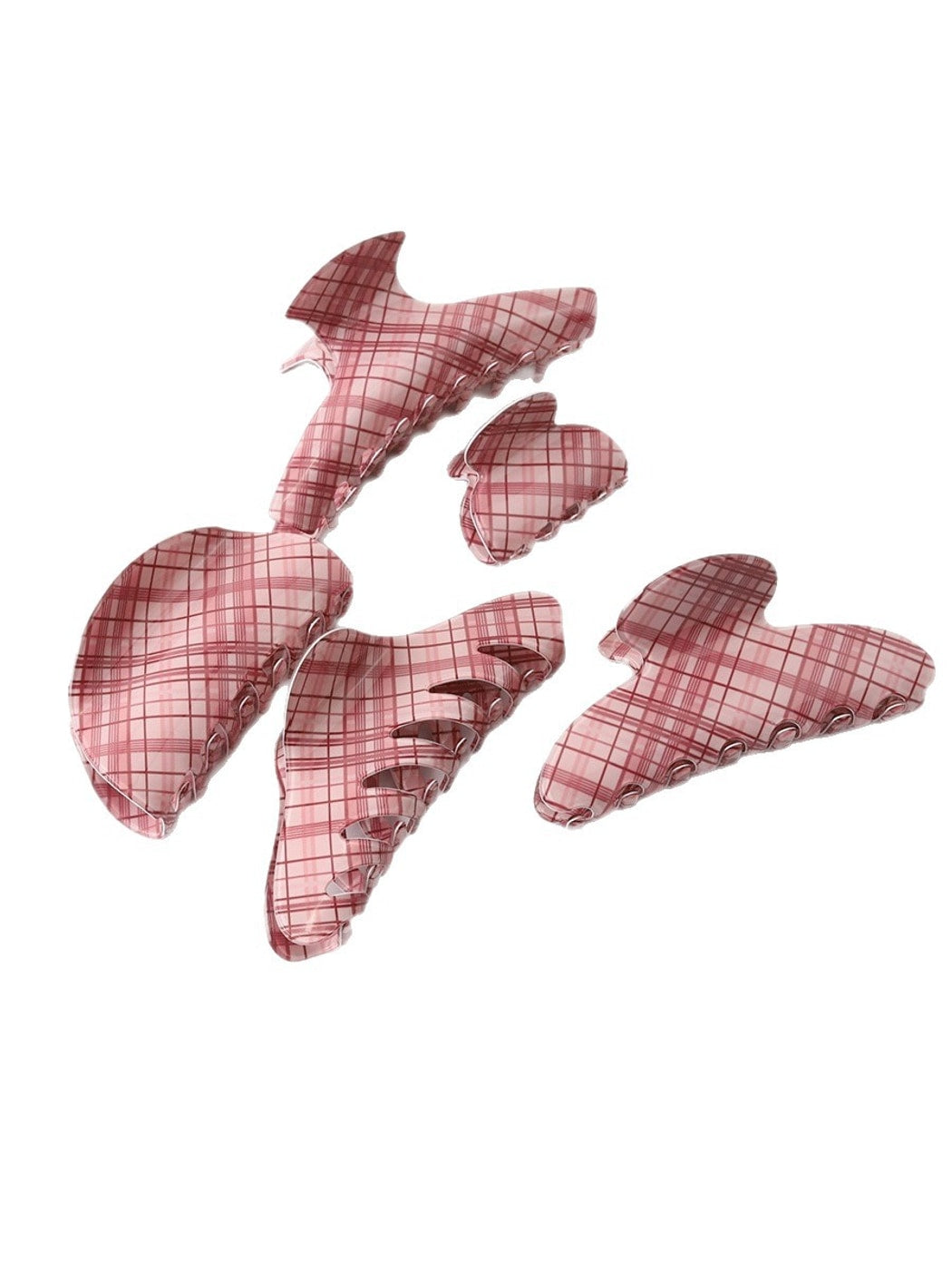 Beau - Pink Checkered Multi Shape PVC Claw Clip