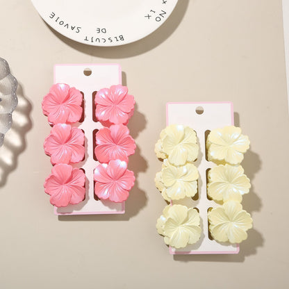 Beau - Glossy Floral Plastic Alloy Claw Clip Set