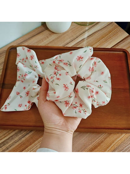 Gifty - Floral Print High Elastic Polyester Scrunchie