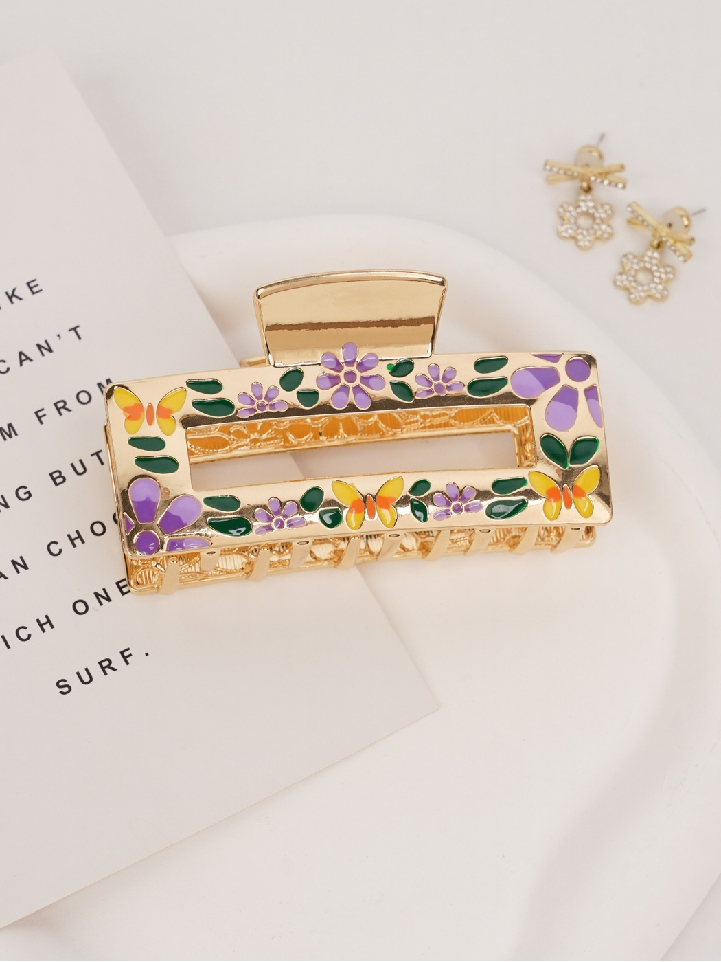 Beau - Sweet Floral Detail Square Claw Clip