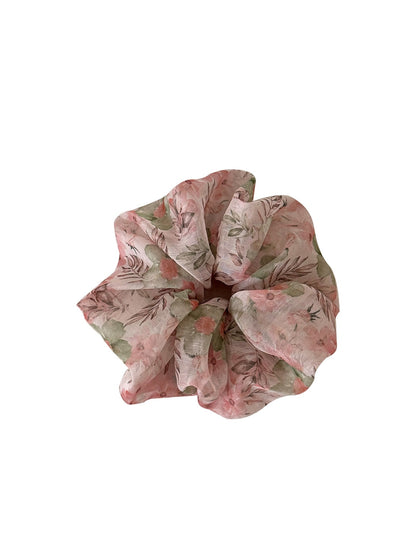 Gifty - Mesh Floral Print Polyester Scrunchie Hair Tie