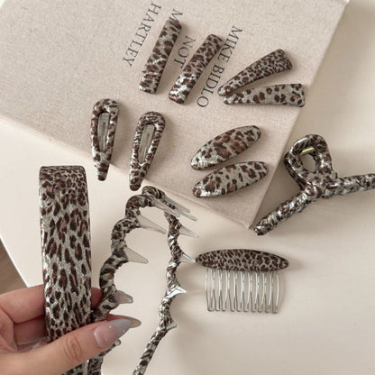 Beau - Leopard Print Patterned Fabric Claw Clip