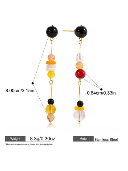 Earedge - Multicolor Bead Drop Earrings