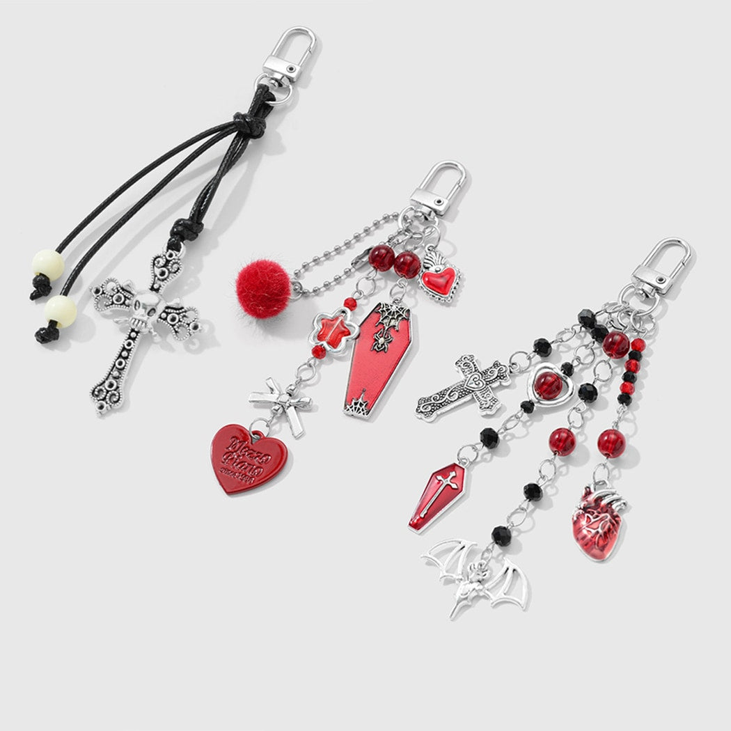 Keypus - Halloween Bat Cross Heart Charm Keychain