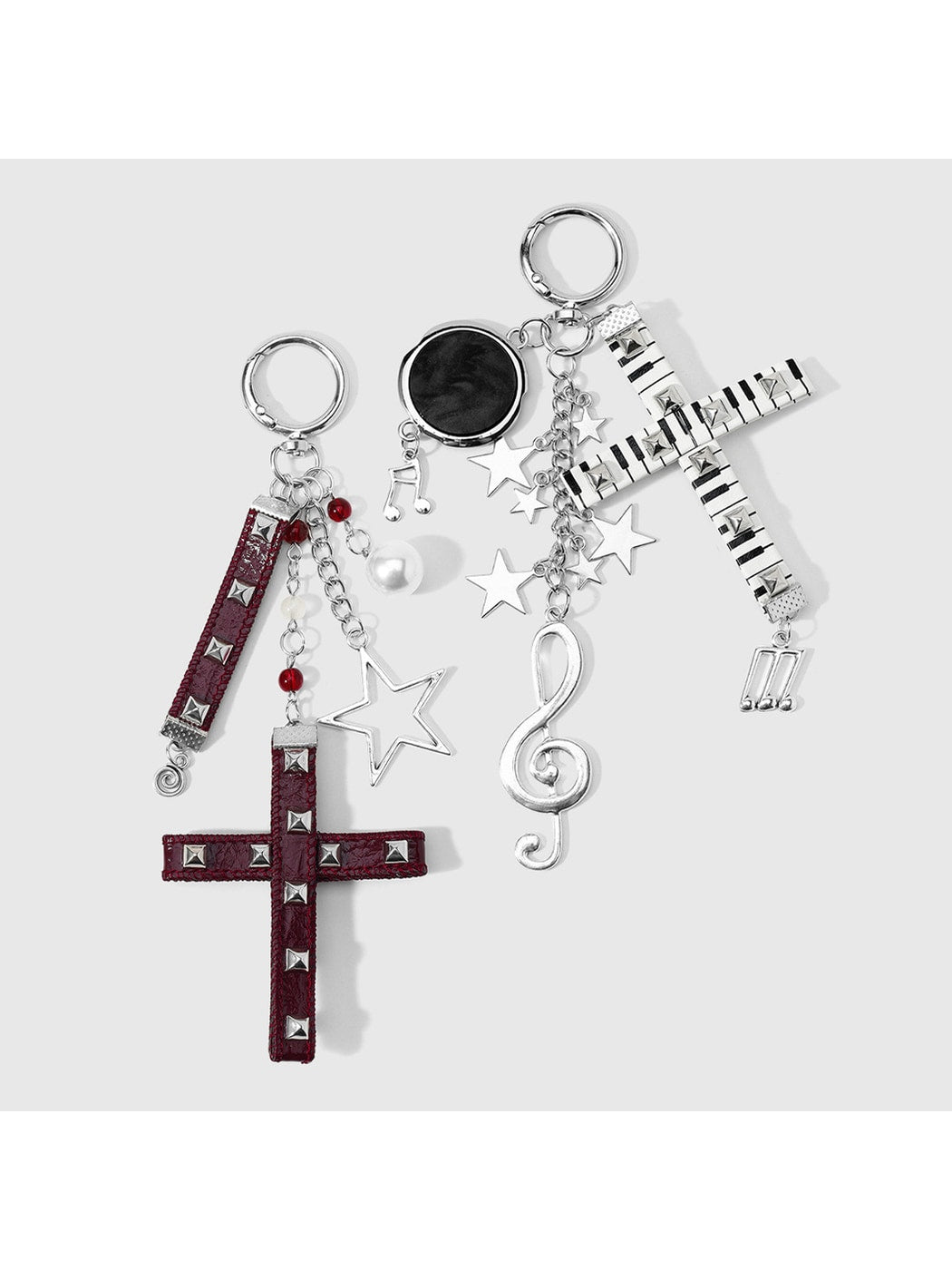 Keypus - Retro Studded Cross Star Music Note Keychain