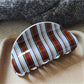 Beau - Striped Half Moon Hair Claw Clip
