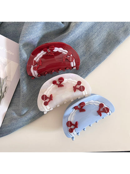 Beau - Adorable Half Round Cherry Themed Claw Clip