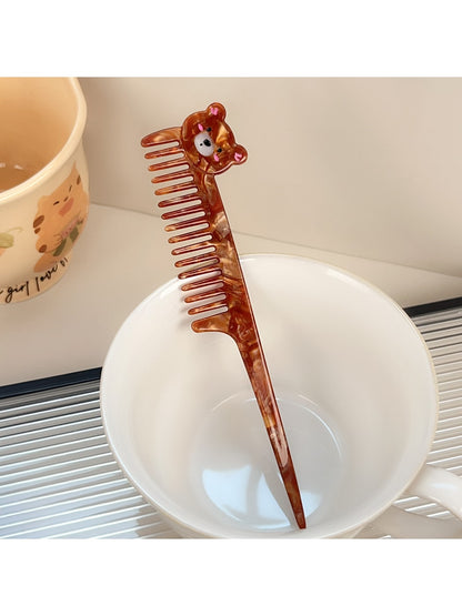 Camerow - Cartoon Animal Acetate Long Handle Comb