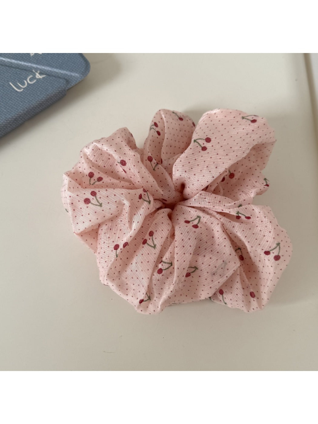 Gifty - Adorable Cherry Polka Dot Ruched Scrunchie