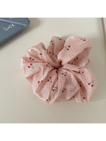 Gifty - Adorable Cherry Polka Dot Ruched Scrunchie