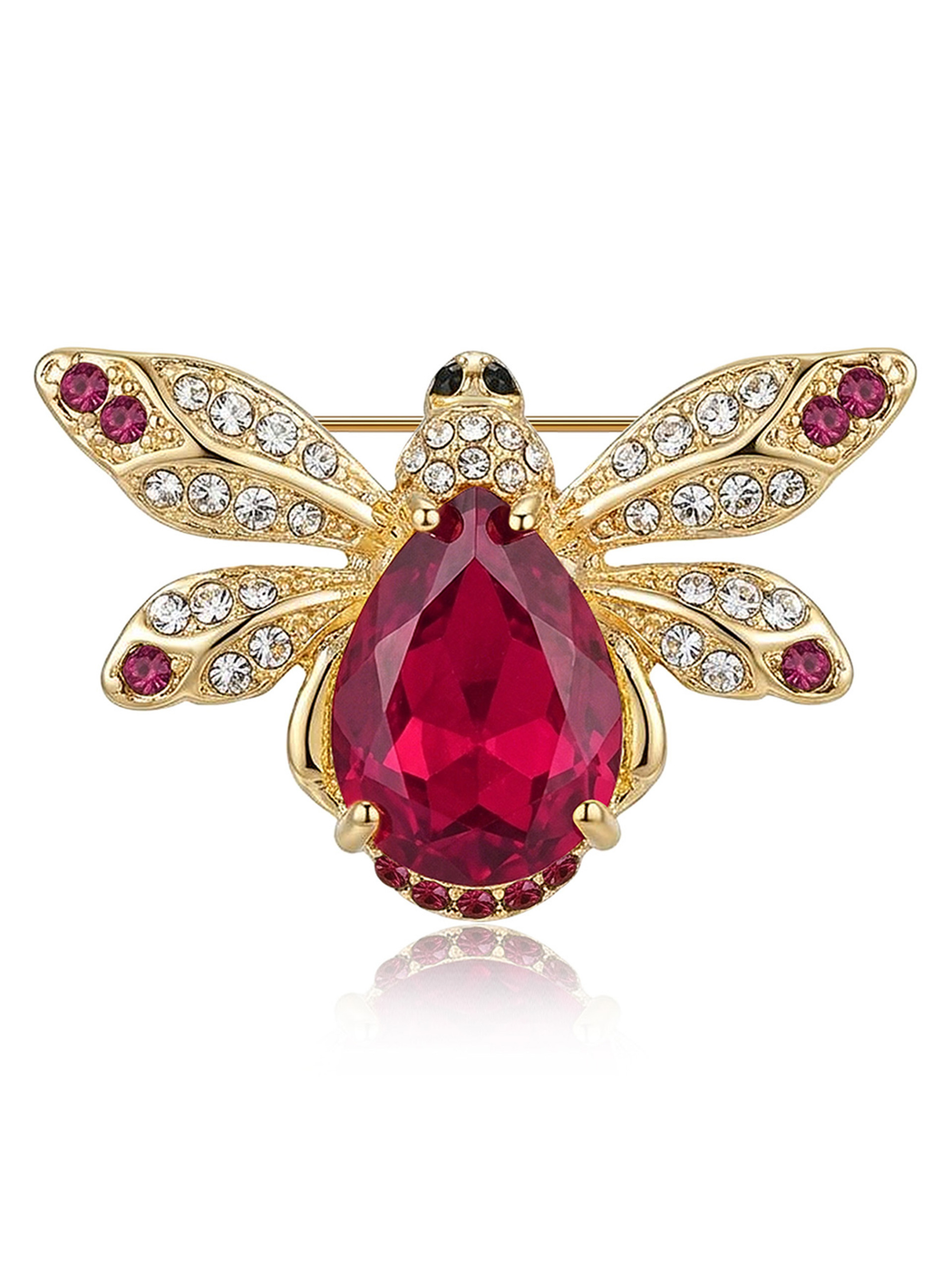 Brovia - Alloy Bee Accent Fashion Brooch Pin Accessory