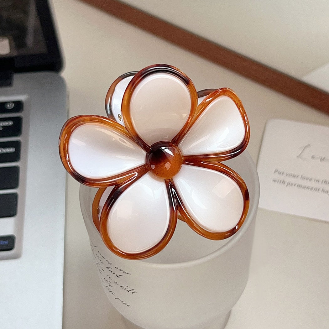 Beau - Glossy Five Petal Floral ABS Claw Clip