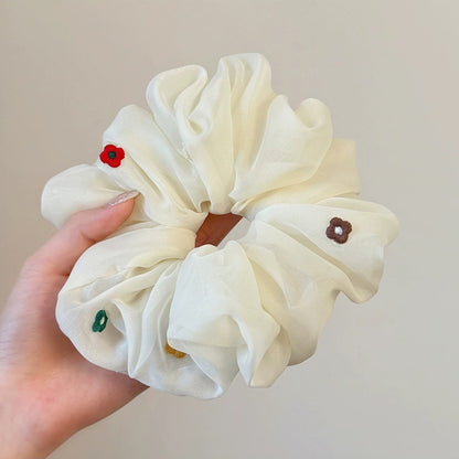 Gifty - Delicate Embroidered Flower Mesh Scrunchie