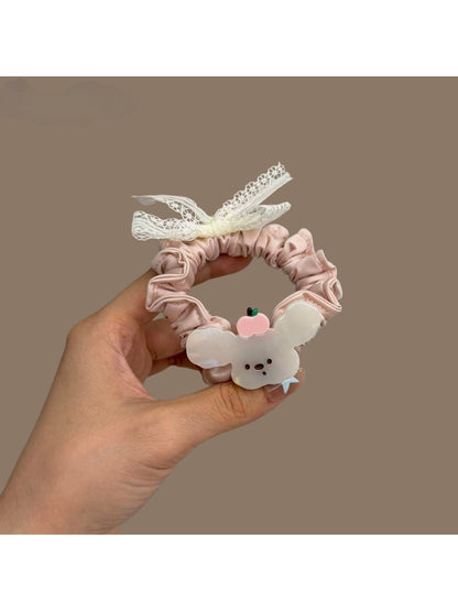 Gifty - Lace Bow Dog Motif Polyester Scrunchie