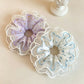Gifty - Ruffled Openwork Flower Print Lace Scrunchie