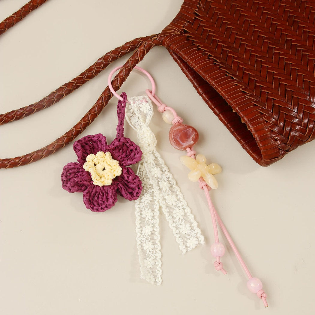 Keypus - Bohemian Floral Bead Bag Pendant Keychain