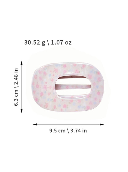 Beau - Retro Printed Oval PVC Claw Hair Clip
