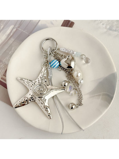 Keypus - Textured Starfish Heart Pendant Bag Charm
